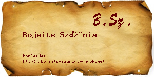 Bojsits Szénia névjegykártya